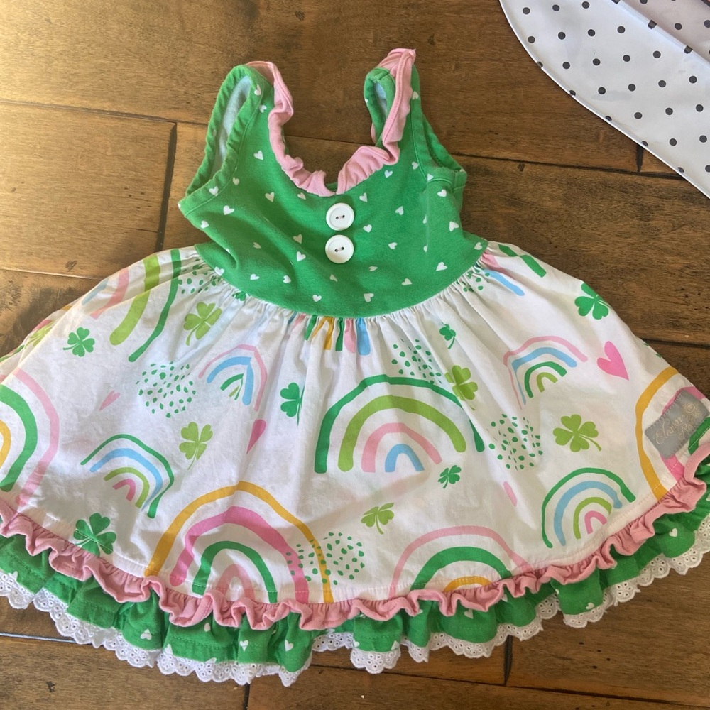 Eleanor Rose Green and Pink Rainbow Dress